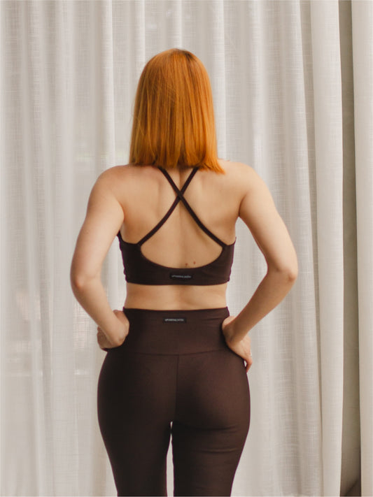 Top Spirit Alça Cruzada Café