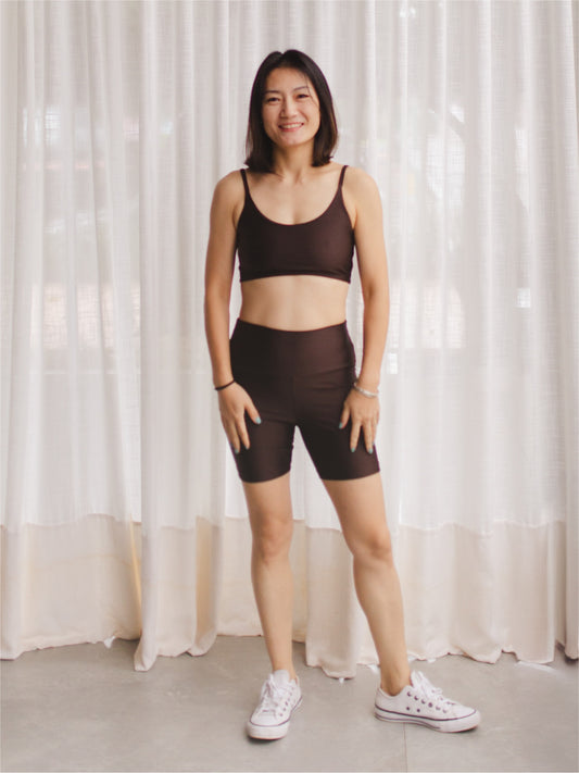 Shorts Spirit Cintura Alta Café