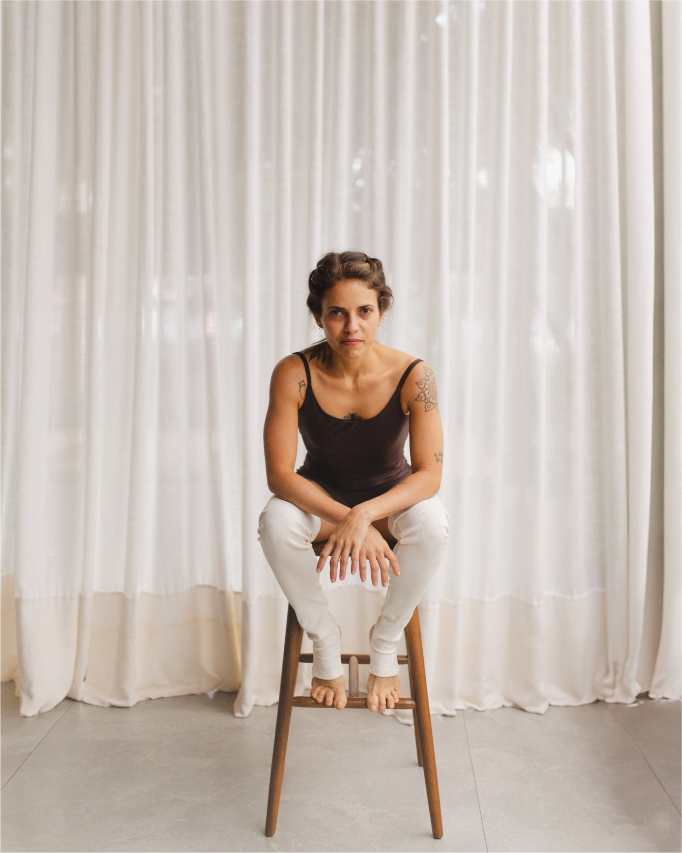 Polaina Longa com Pézinho em Algodão Canelado Off White