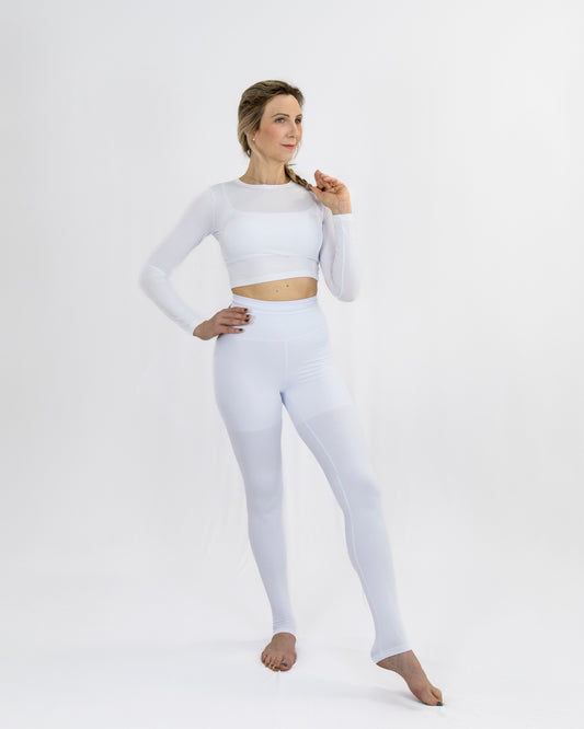 Cropped Breathe Manga Longa Branco