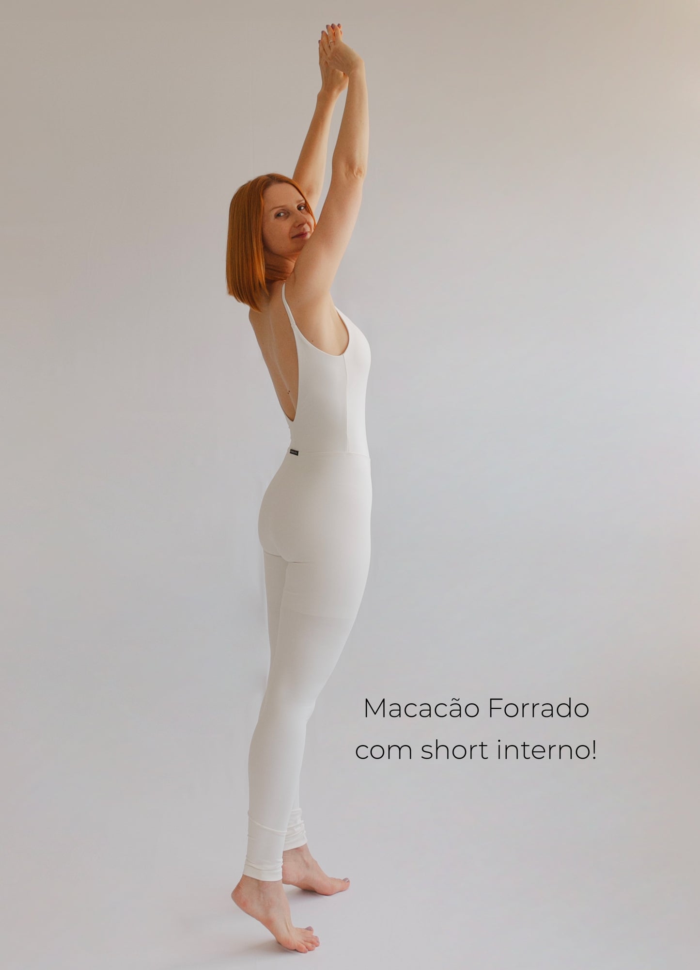 Macacão Bio Light Alcinha Costas V com Shorts Interno Clássicos Off White