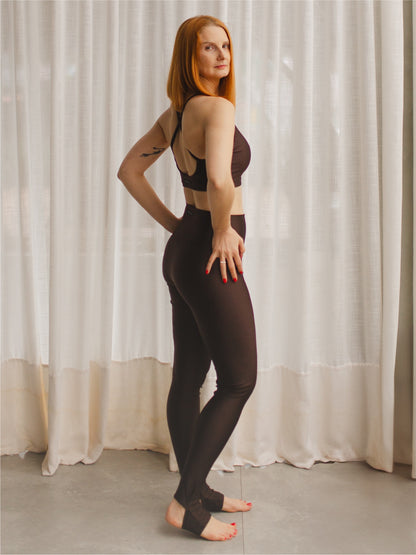 Legging Spirit Cintura Alta com Pézinho Café