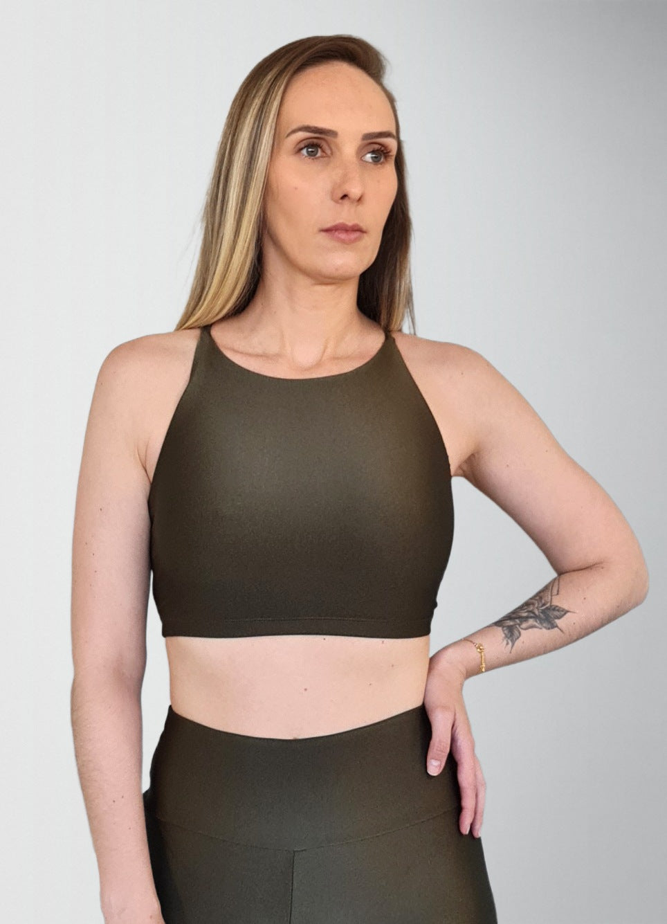 Top Spirit Light Alça Cruzada Oliva