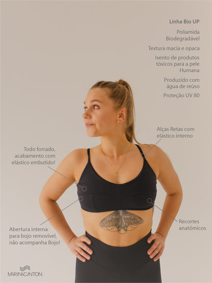 Top Bio UP Compress Alcinha Recortes Preto