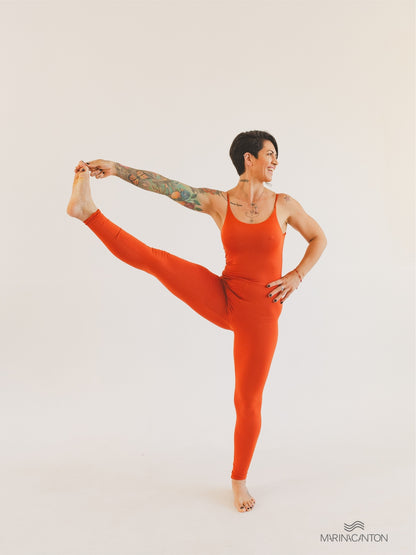 Macacão Bio Light Alcinha Costas V com Shorts Interno Colors Laranja Terracota