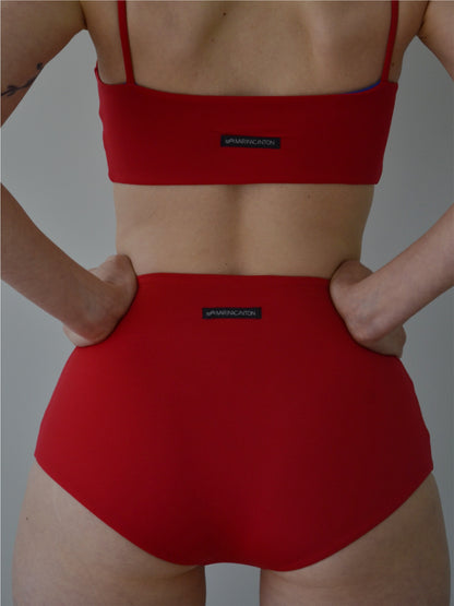 Conjunto Verão Light: Top Slim Alcinha + Hot Pants Vermelho