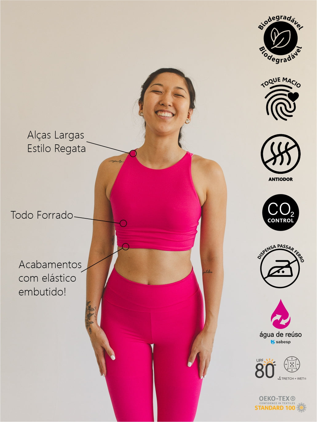 Top Cropped Bio Light Regata Colors Rosa Choque