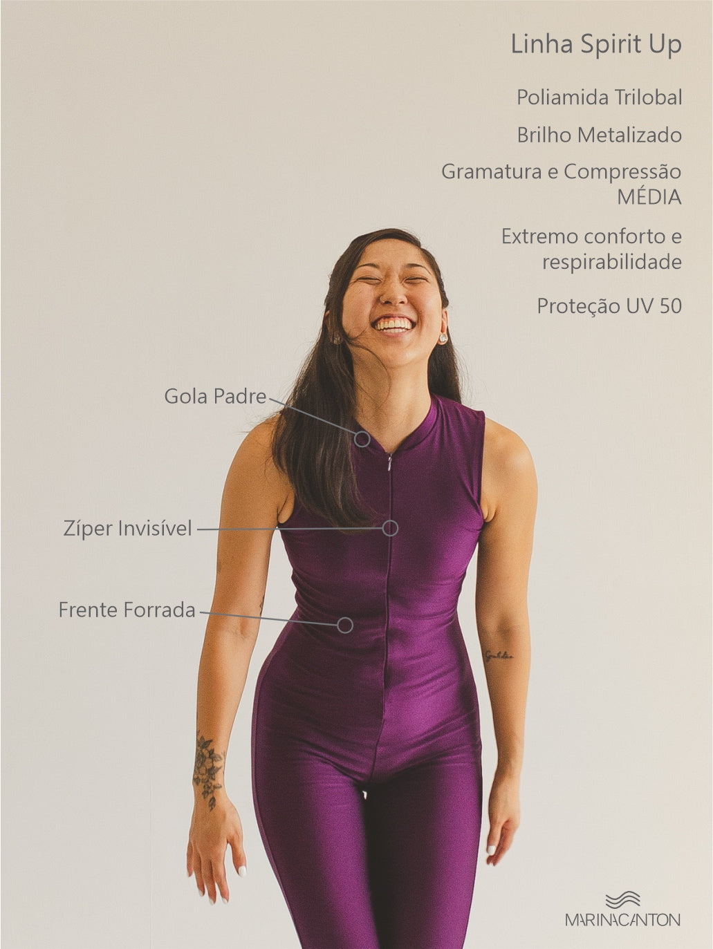 Macação Spirit Pilates com Zíper Amora