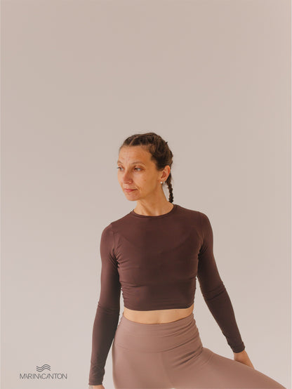 Cropped Breathe Manga Longa Café