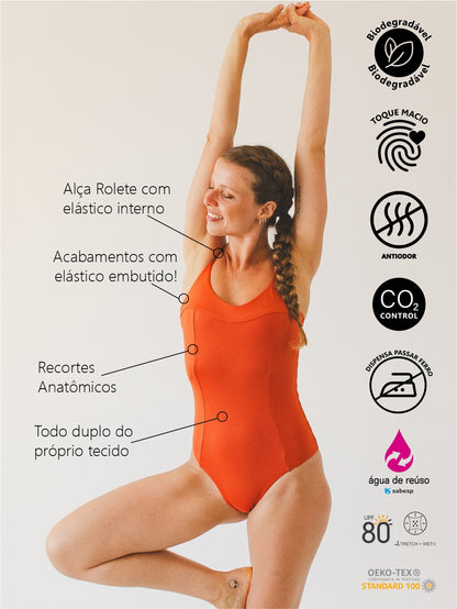 Body Maiô Bio Light Duplo de Alcinha Colors Laranja Terracota