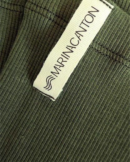 Polaina Longa com Pézinho em Algodão Canelado Oliva