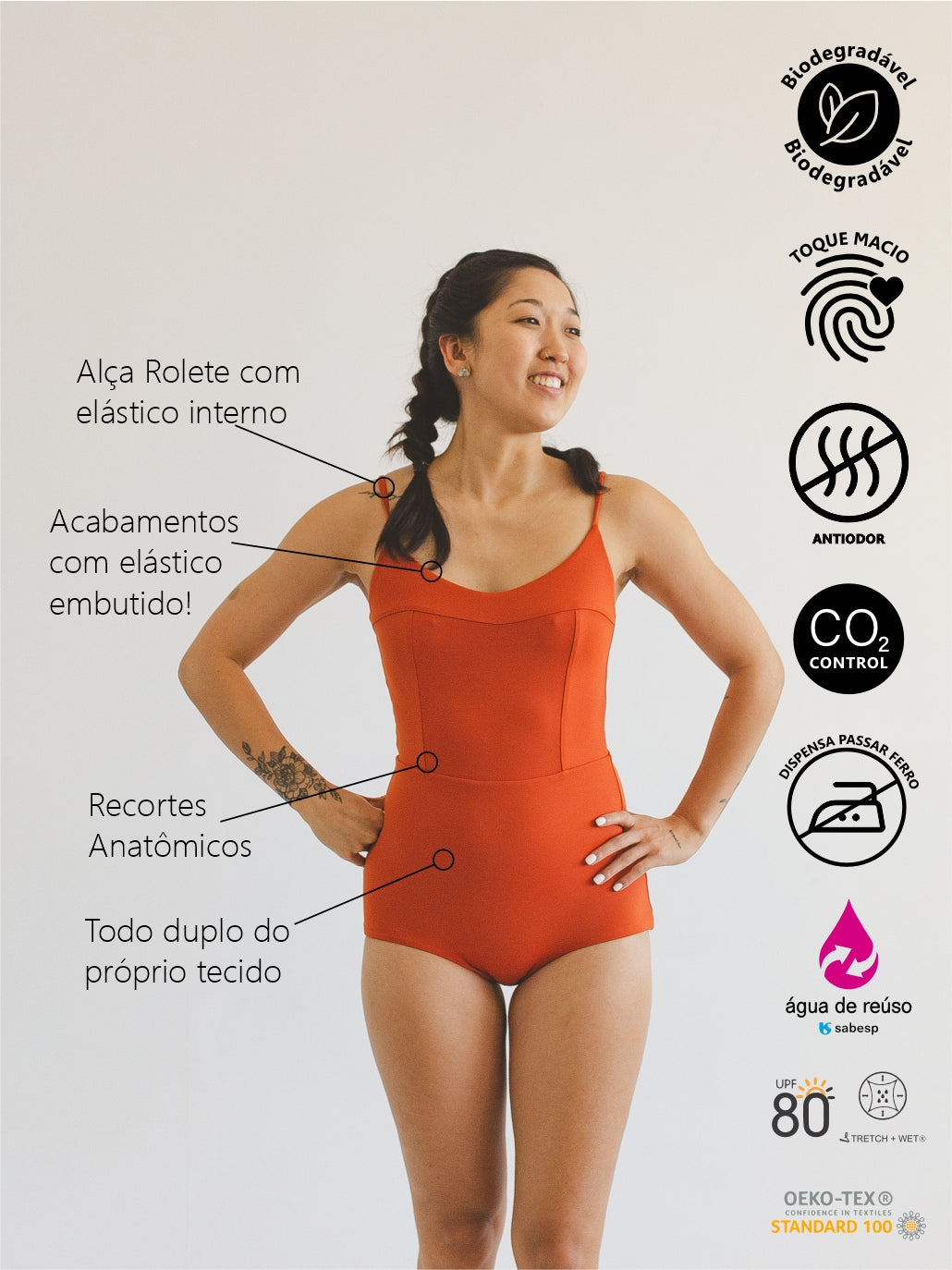 Body Hot Pants Bio Light Duplo de Alcinha Colors Laranja Terracota
