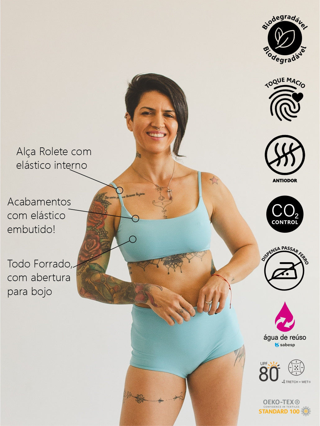 Top Bio Light Slim Alcinha Colors Azul Meditação