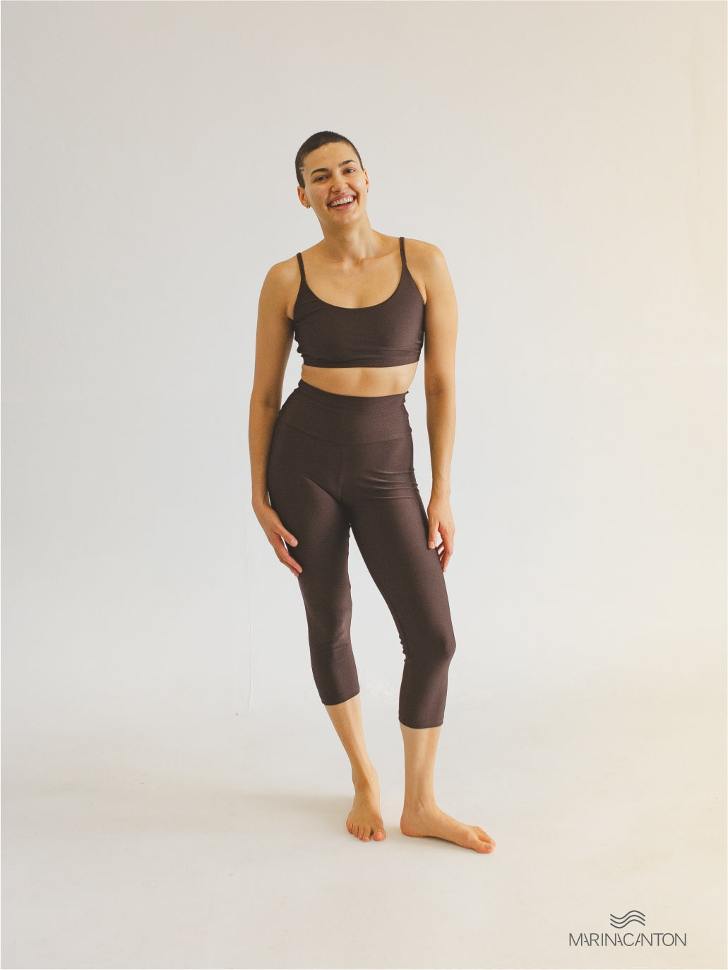 Legging Capri Spirit Cintura Alta Café