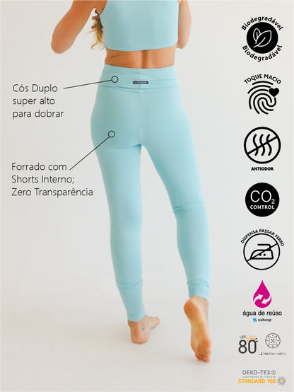 Legging Bio Light Cós Alongado com Shorts Interno Colors Azul Meditação