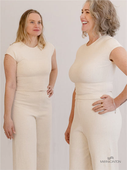 Blusa Cropped Semear Canelado Linho