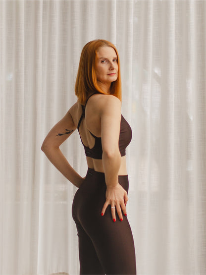 Top Spirit Alça Cruzada Café