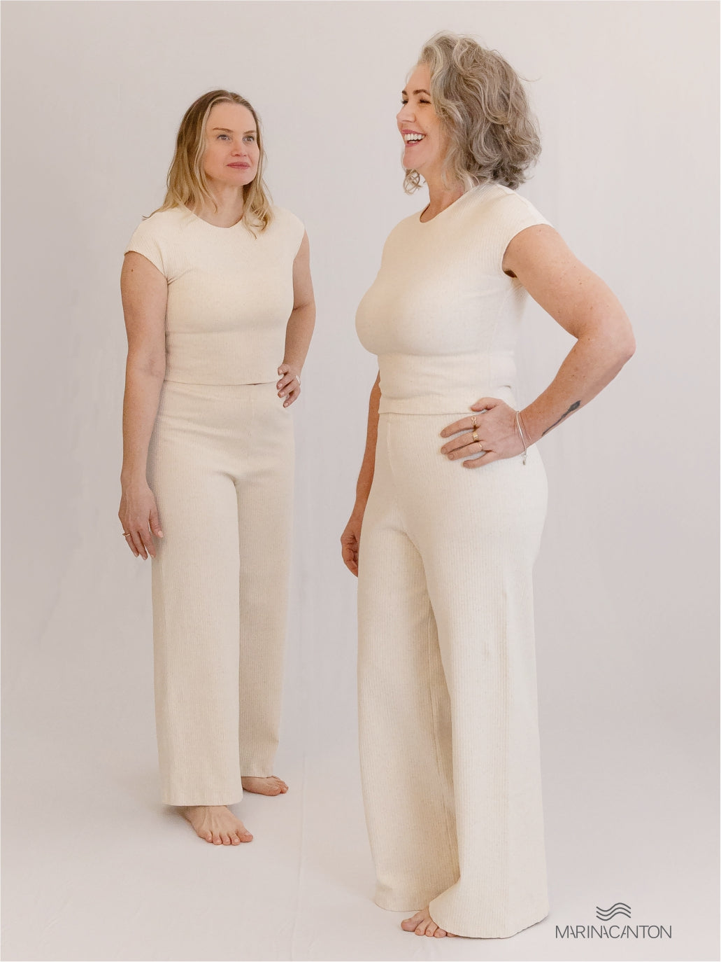 Conjunto Semear Cropped Canelado Linho + Calça Pantacourt Canelado Linho