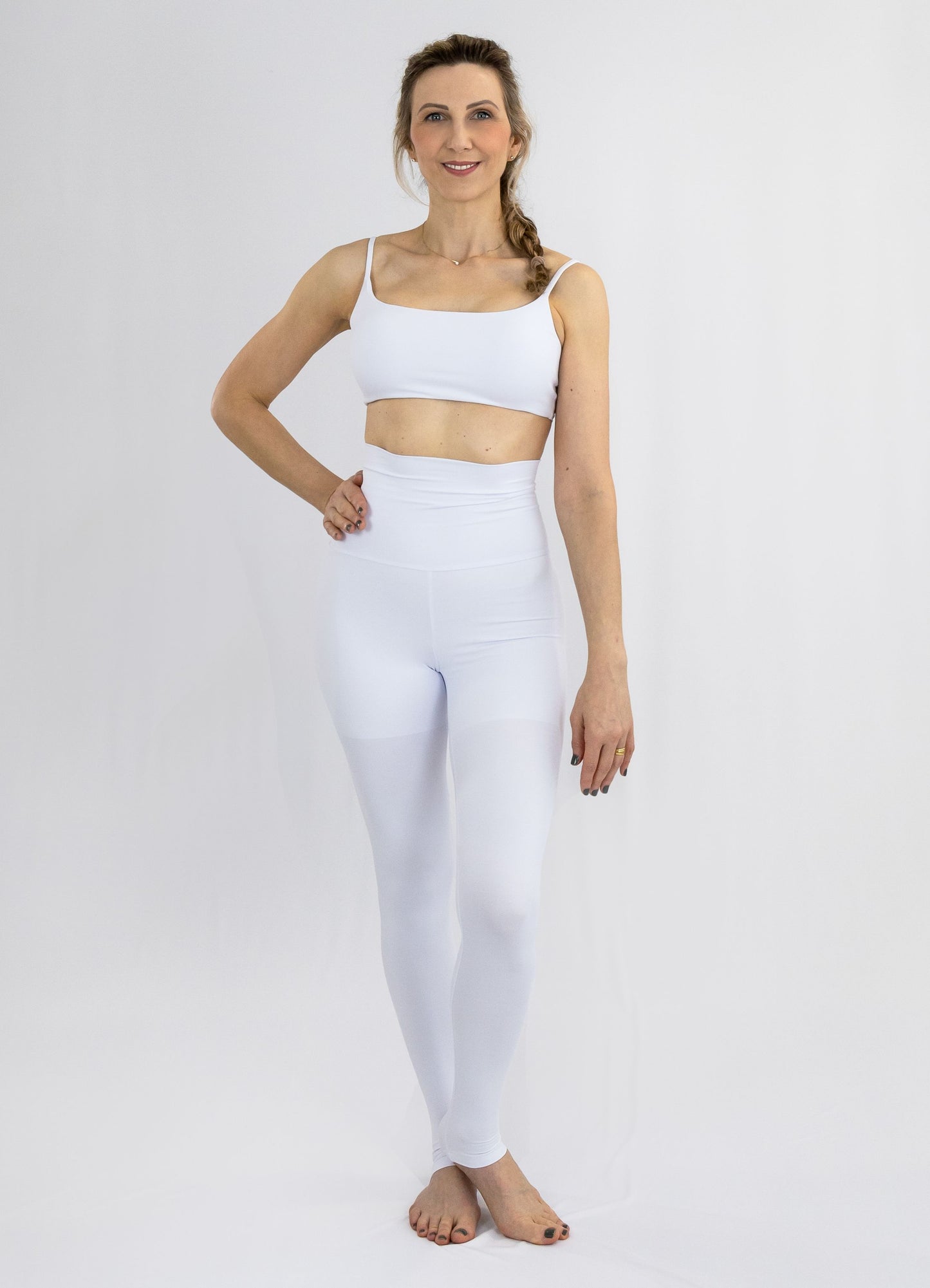 Legging Bio Light Cós Alongado com Shorts Interno Clássicos Branco