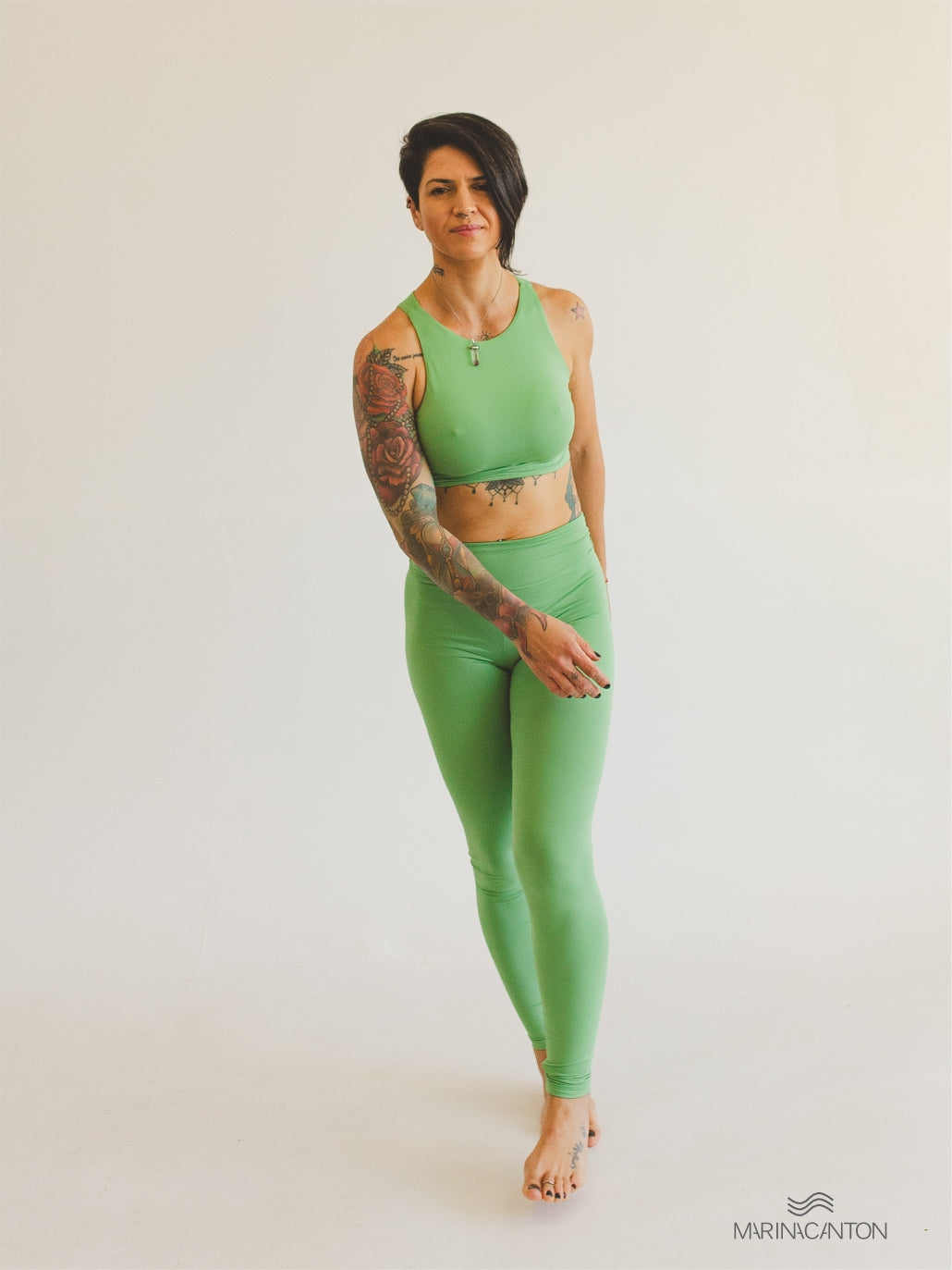 Legging Bio Light Cós Alongado com Shorts Interno Colors Verde Sálvia