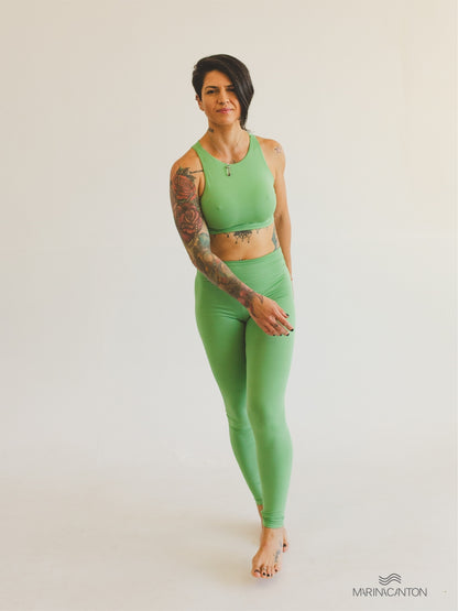 Legging Bio Light Cós Alongado com Shorts Interno Colors Verde Sálvia