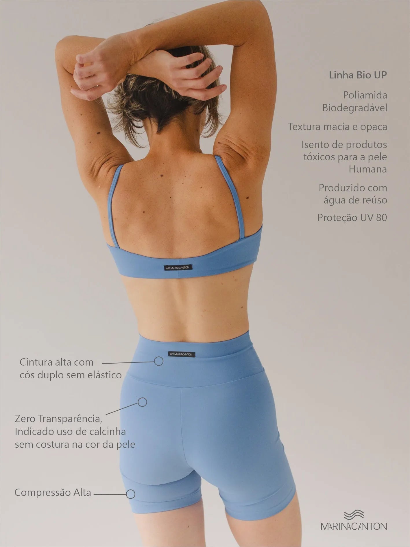 Bermuda Bio Up Compress Cintura Alta Azul Índigo