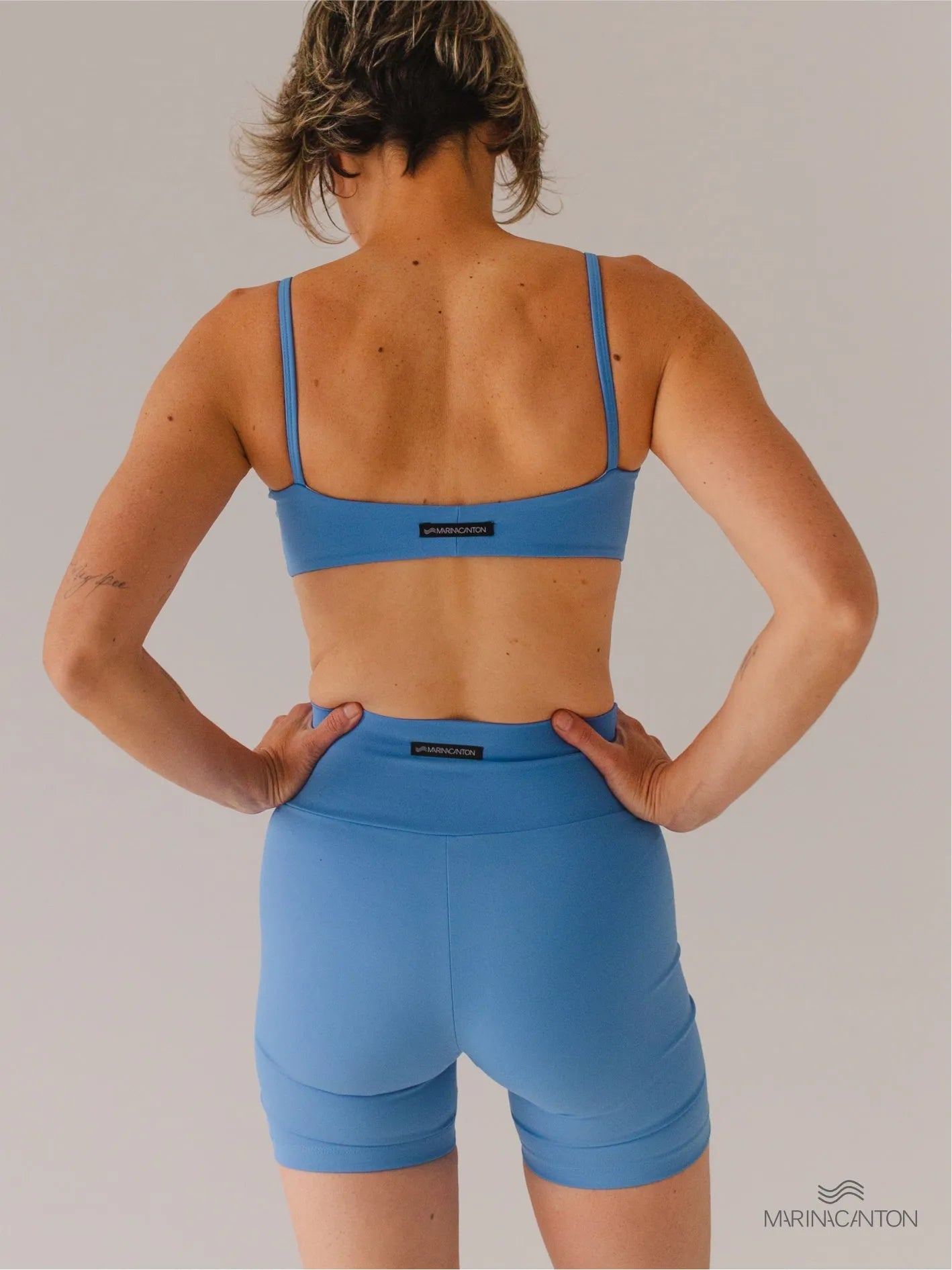 Bermuda Bio Up Compress Cintura Alta Azul Índigo