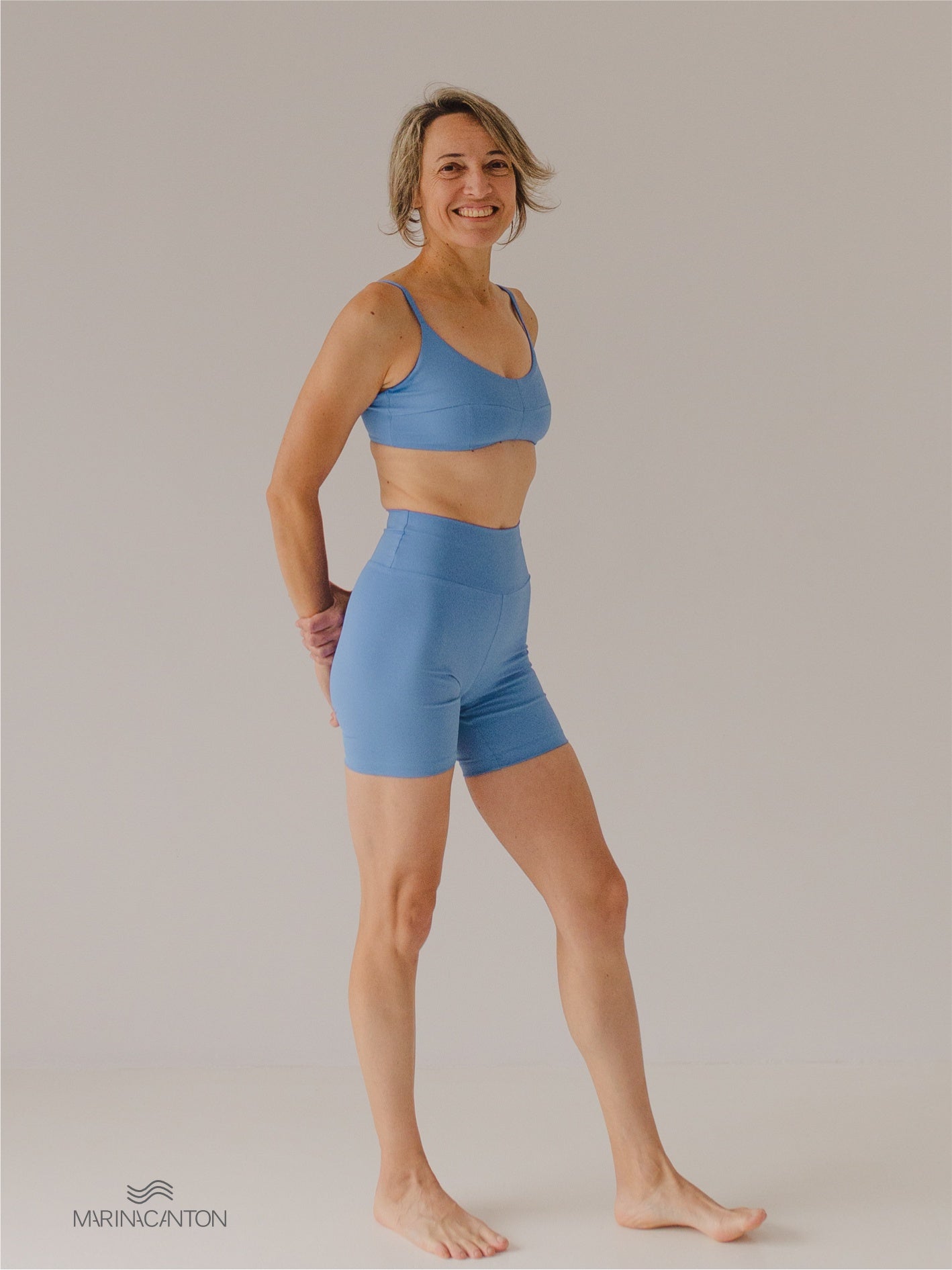 Bermuda Bio Up Compress Cintura Alta Azul Índigo