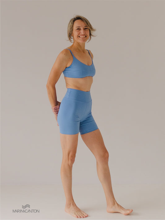 Bermuda Bio Up Compress Cintura Alta Azul Índigo