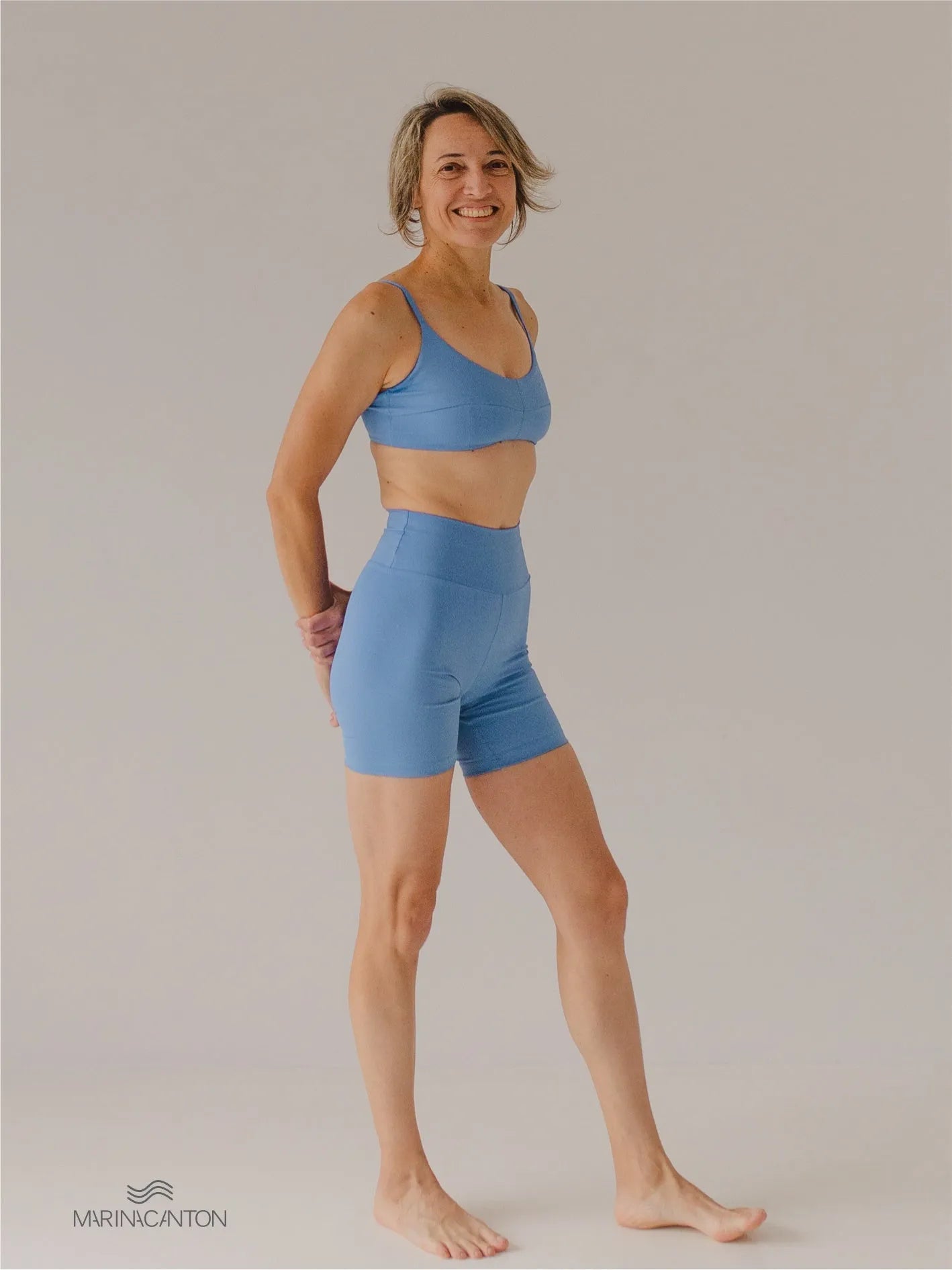 Bermuda Bio Up Compress Cintura Alta Azul Índigo