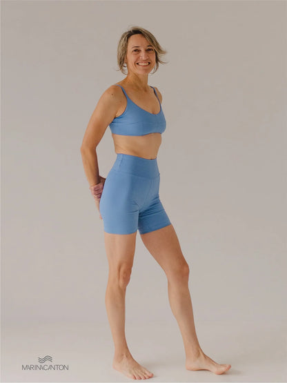 Bermuda Bio Up Compress Cintura Alta Azul Índigo
