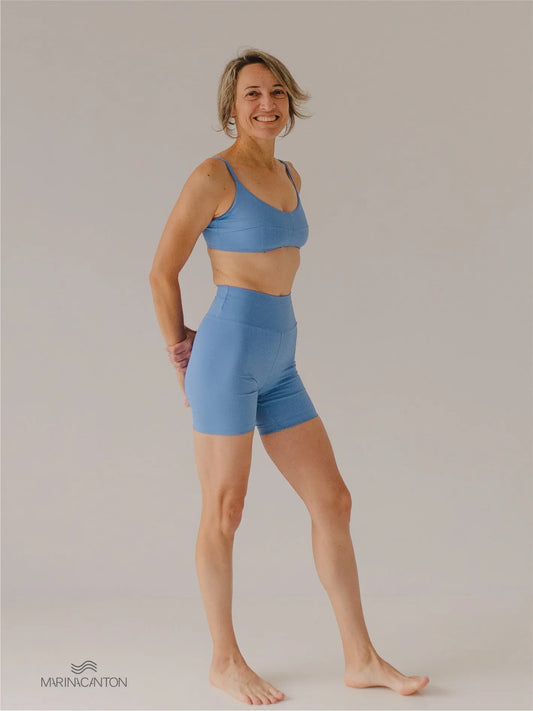 Bermuda Bio Up Compress Cintura Alta Azul Índigo