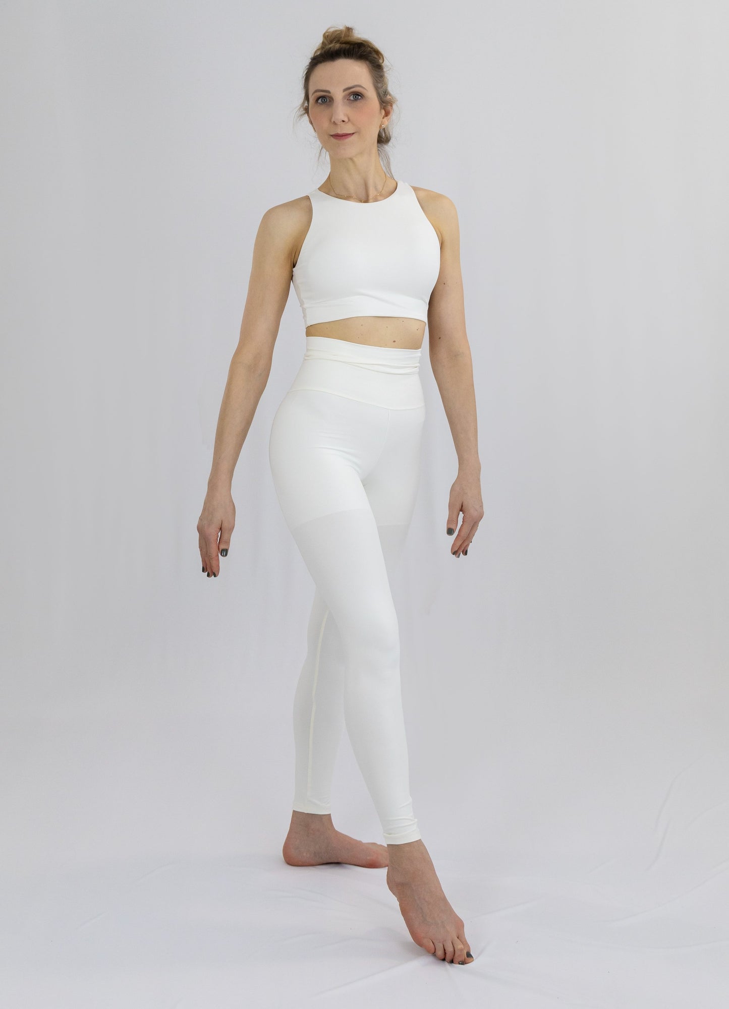 Legging Bio Light Cós Alongado com Shorts Interno Clássicos Off White