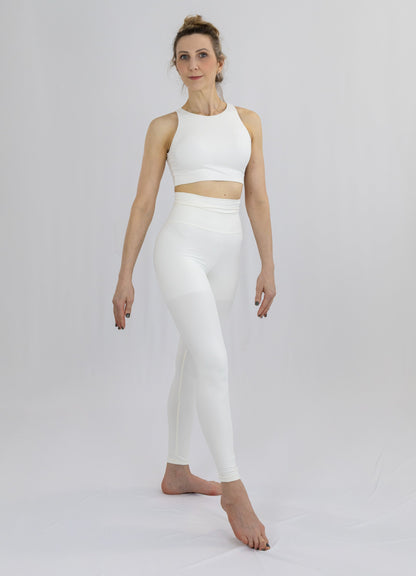 Legging Bio Light Cós Alongado com Shorts Interno Clássicos Off White