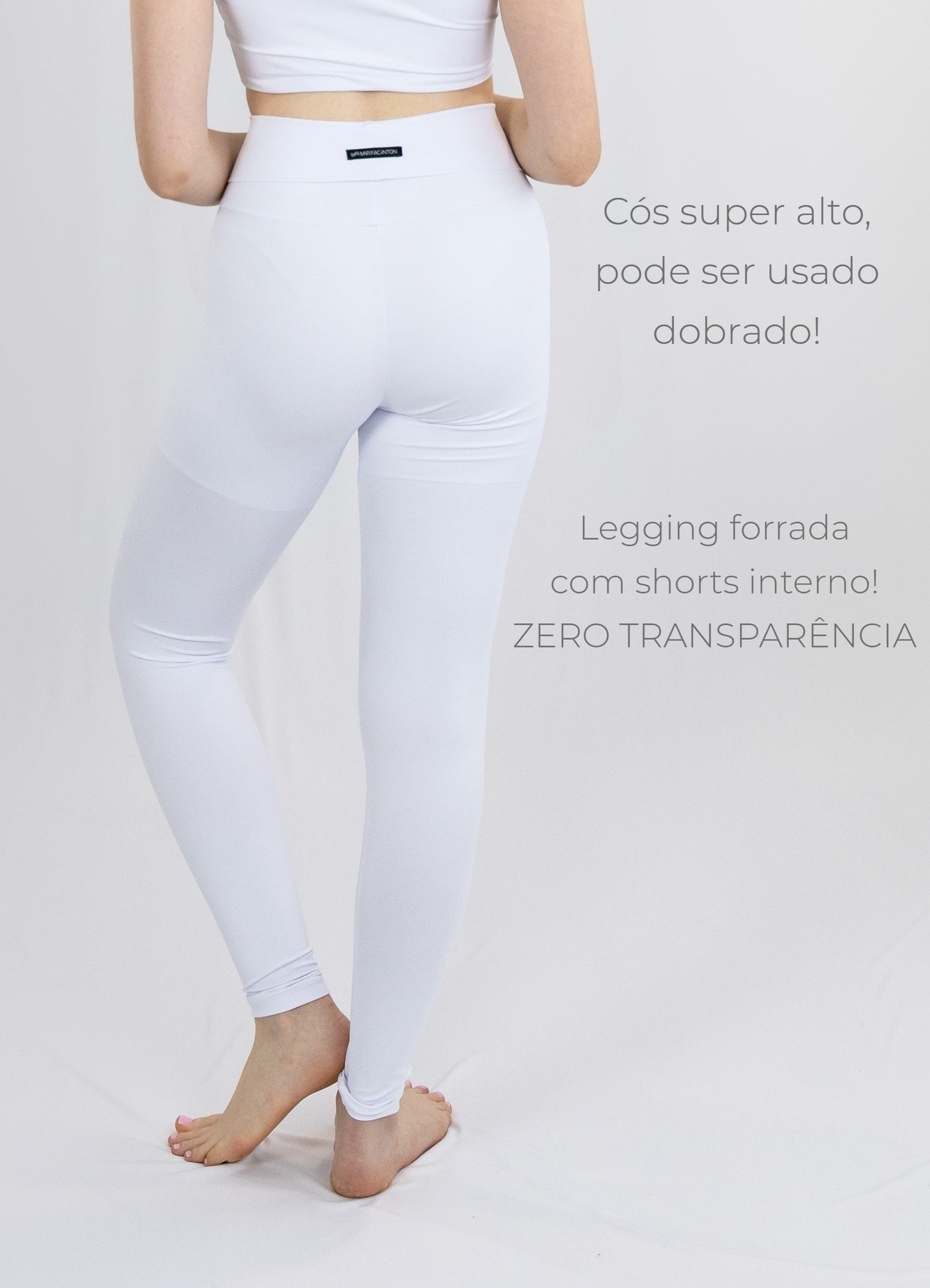 Legging Bio Light Cós Alongado com Shorts Interno Clássicos Branco