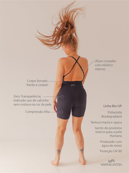 Macaquinho Bio UP Compress Alça Cruzada Preto