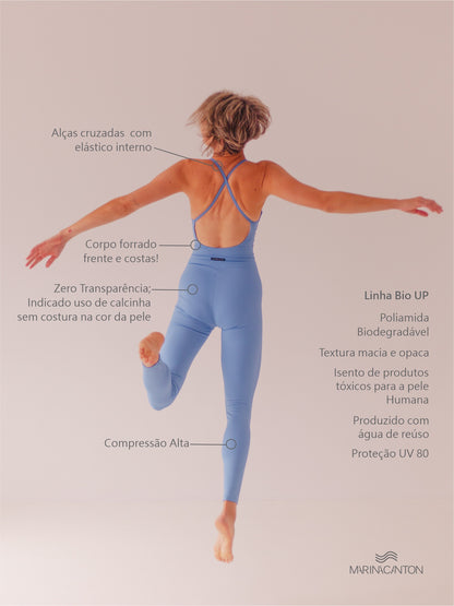 Macacão Bio UP Compress Alça Cruzada Azul Índigo