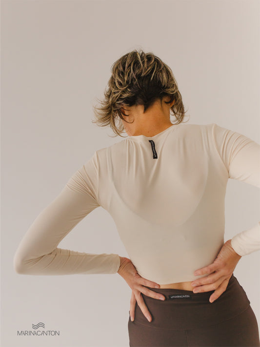 Cropped Breathe Manga Longa Off White