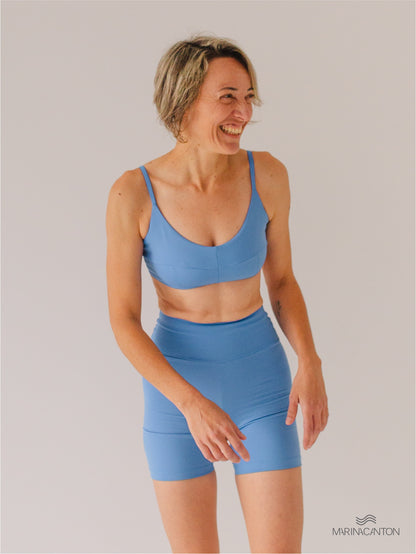 Bermuda Bio Up Compress Cintura Alta Azul Índigo