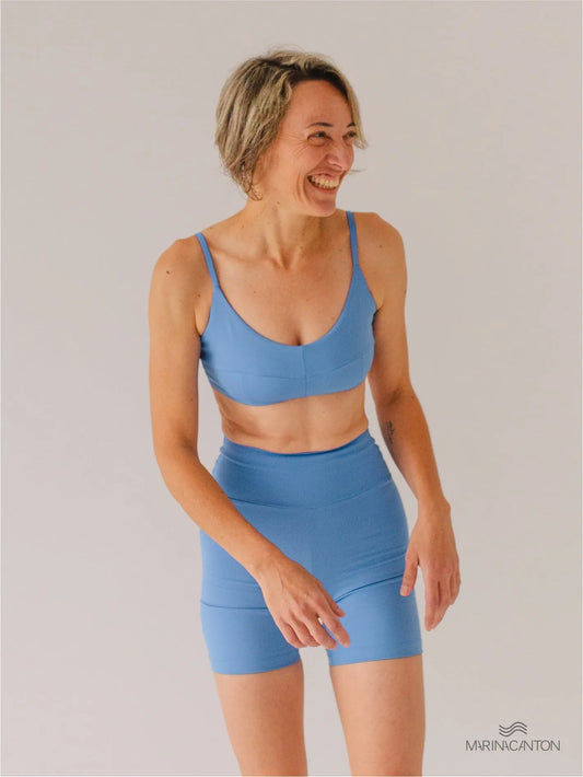 Bermuda Bio Up Compress Cintura Alta Azul Índigo