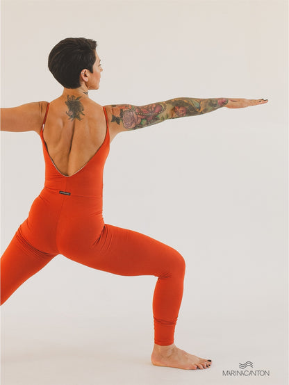 Macacão Bio Light Alcinha Costas V com Shorts Interno Colors Laranja Terracota