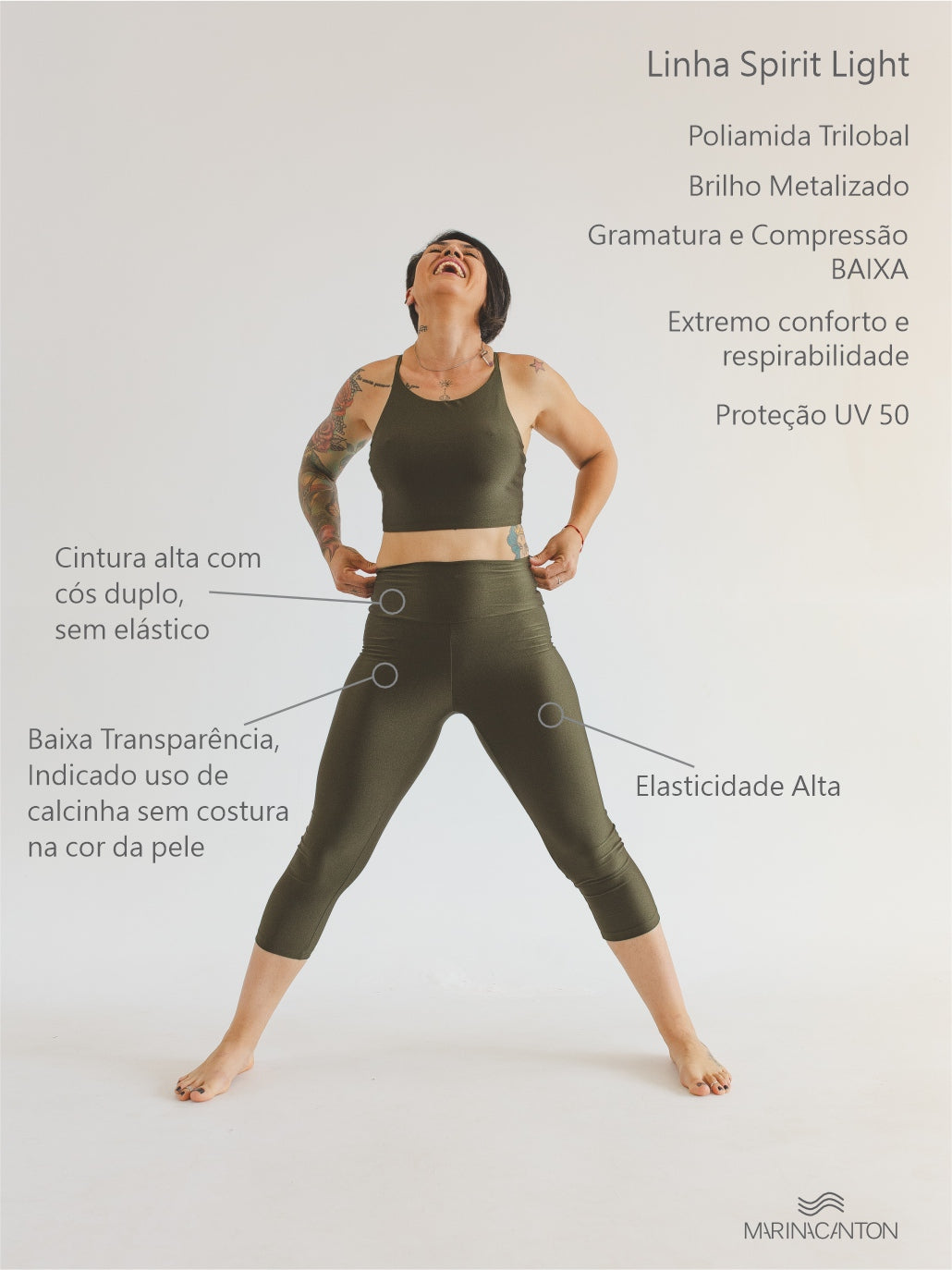 Legging Capri Spirit Light Cintura Alta Oliva