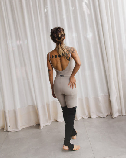 Polaina Longa com Pézinho em Algodão Canelado Preto