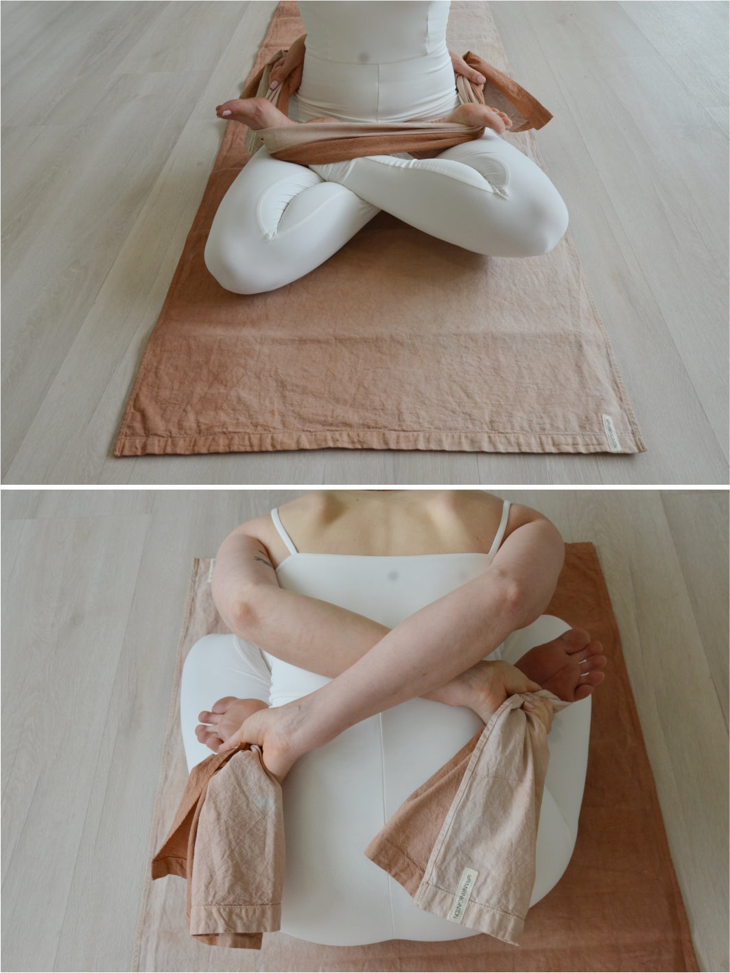 Kit Cotton Mat  + Toalha de Ajuste 100% Algodão com Tingimento Artesanal - Degradê Terra