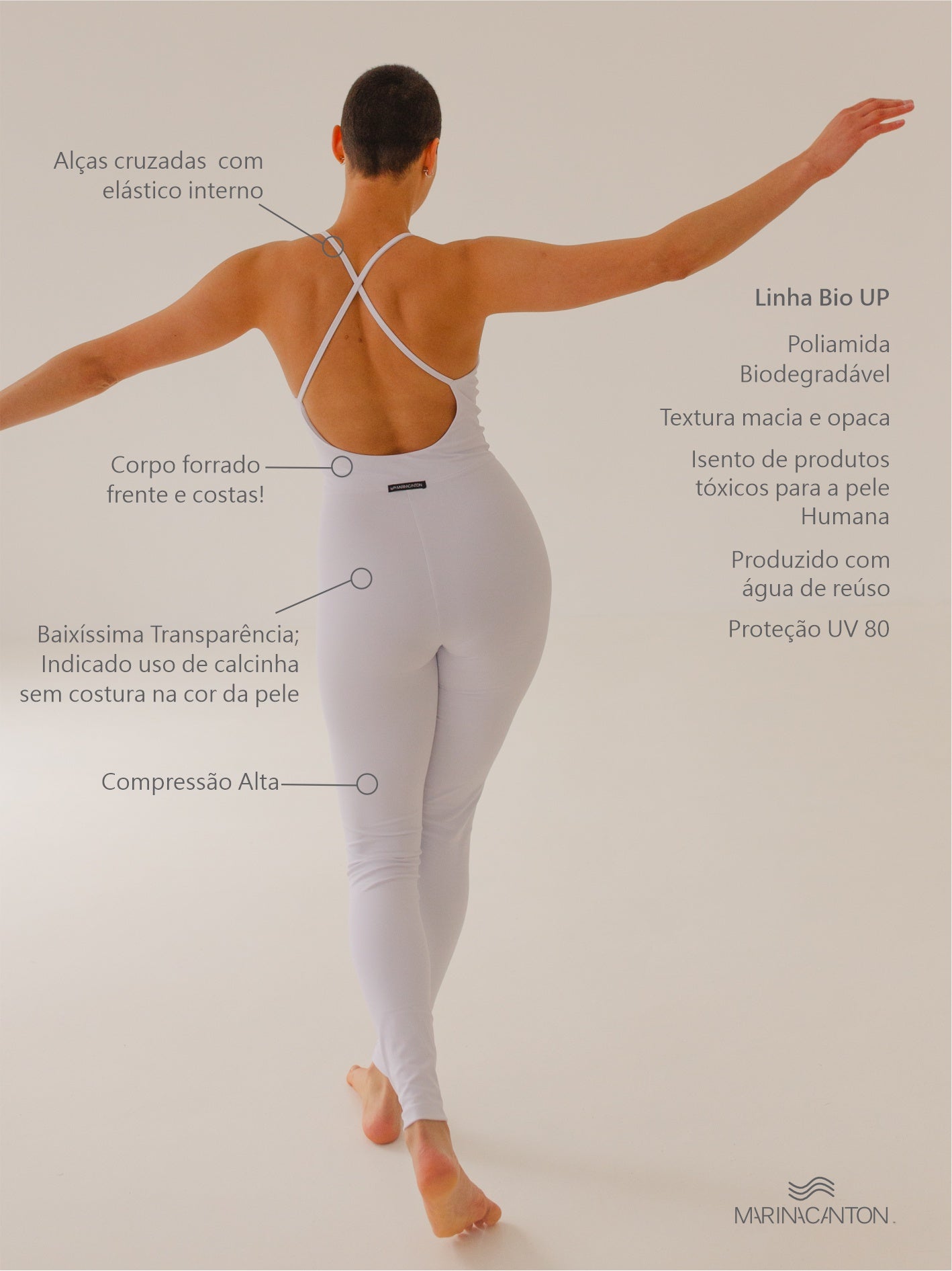 Macacão Bio UP Compress Alça Cruzada Branco