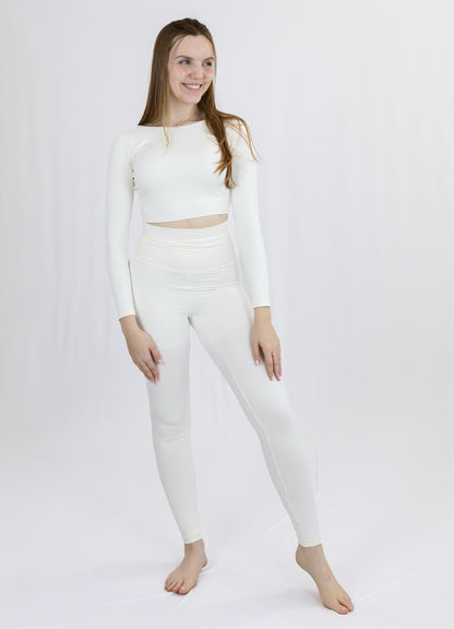 Legging Bio Light Cós Alongado com Shorts Interno Clássicos Off White