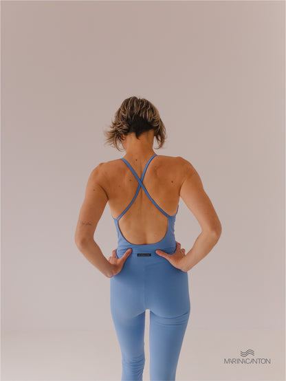 Macacão Bio UP Compress Alça Cruzada Azul Índigo