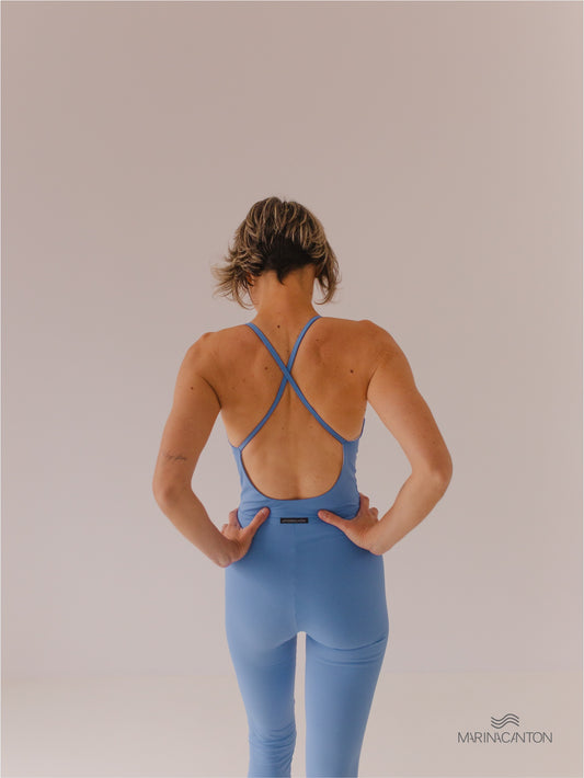 Macacão Bio UP Compress Alça Cruzada Azul Índigo