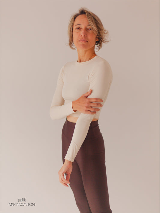 Cropped Breathe Manga Longa Off White