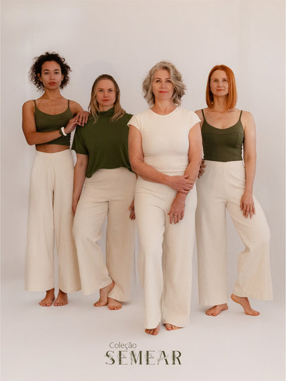 Blusa Cropped Semear Canelado Linho